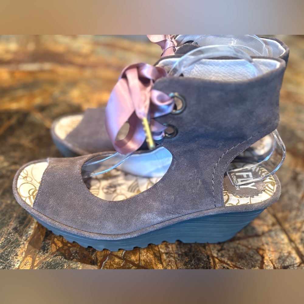 Fly London Women's Plum Suede Wedge Sandals